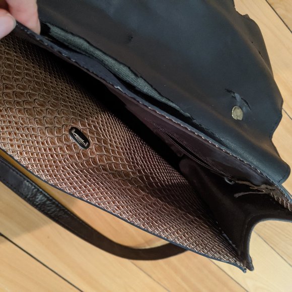 Satchel bag - Tan & Dark Blue - Picture 4 of 5